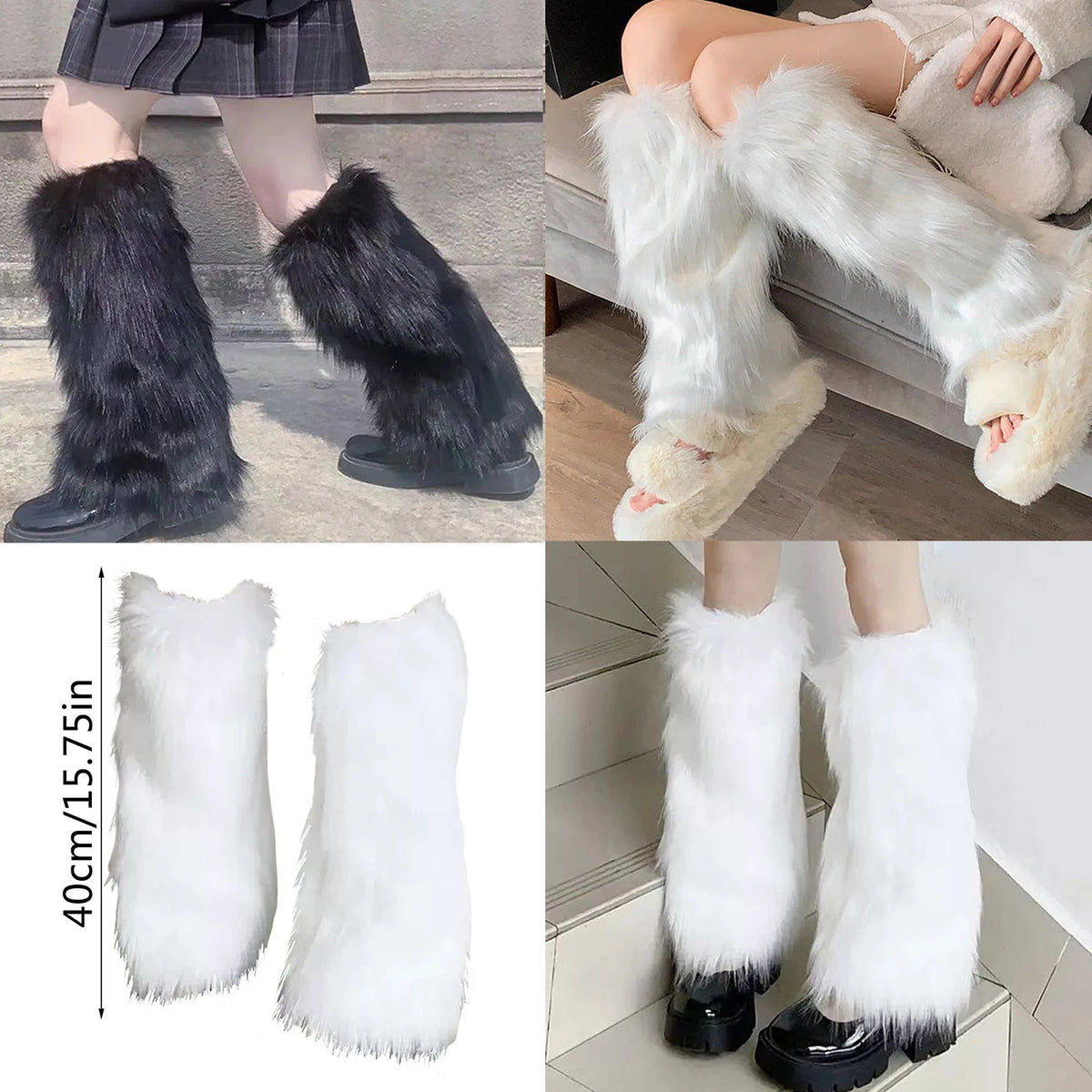 Women's Fluffy Knit Leg Warmers and Arm Warmers