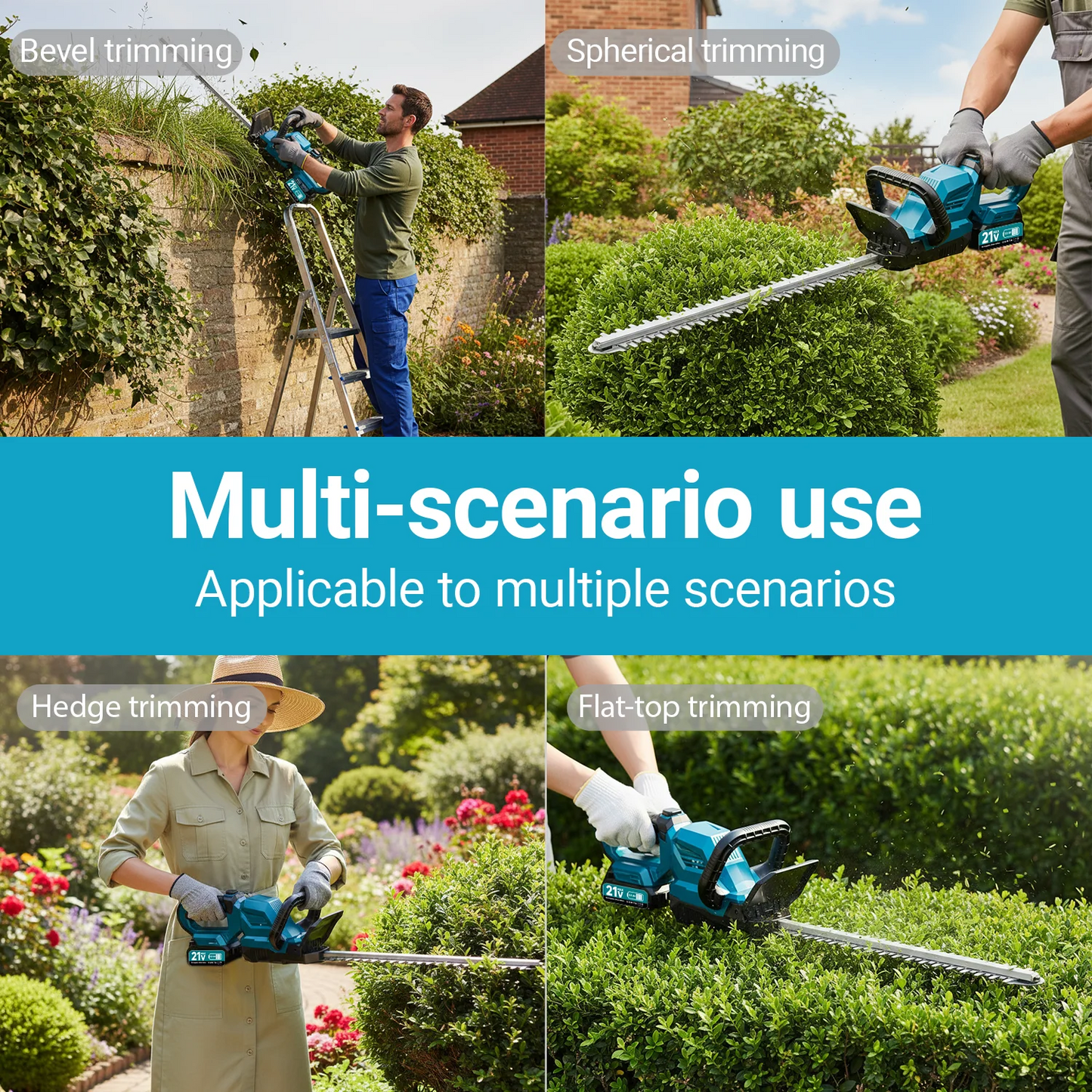XYSD 20" Cordless Hedge Trimmer – 3000RPM with Battery & 180° Rotatable Head for Yard & Garden