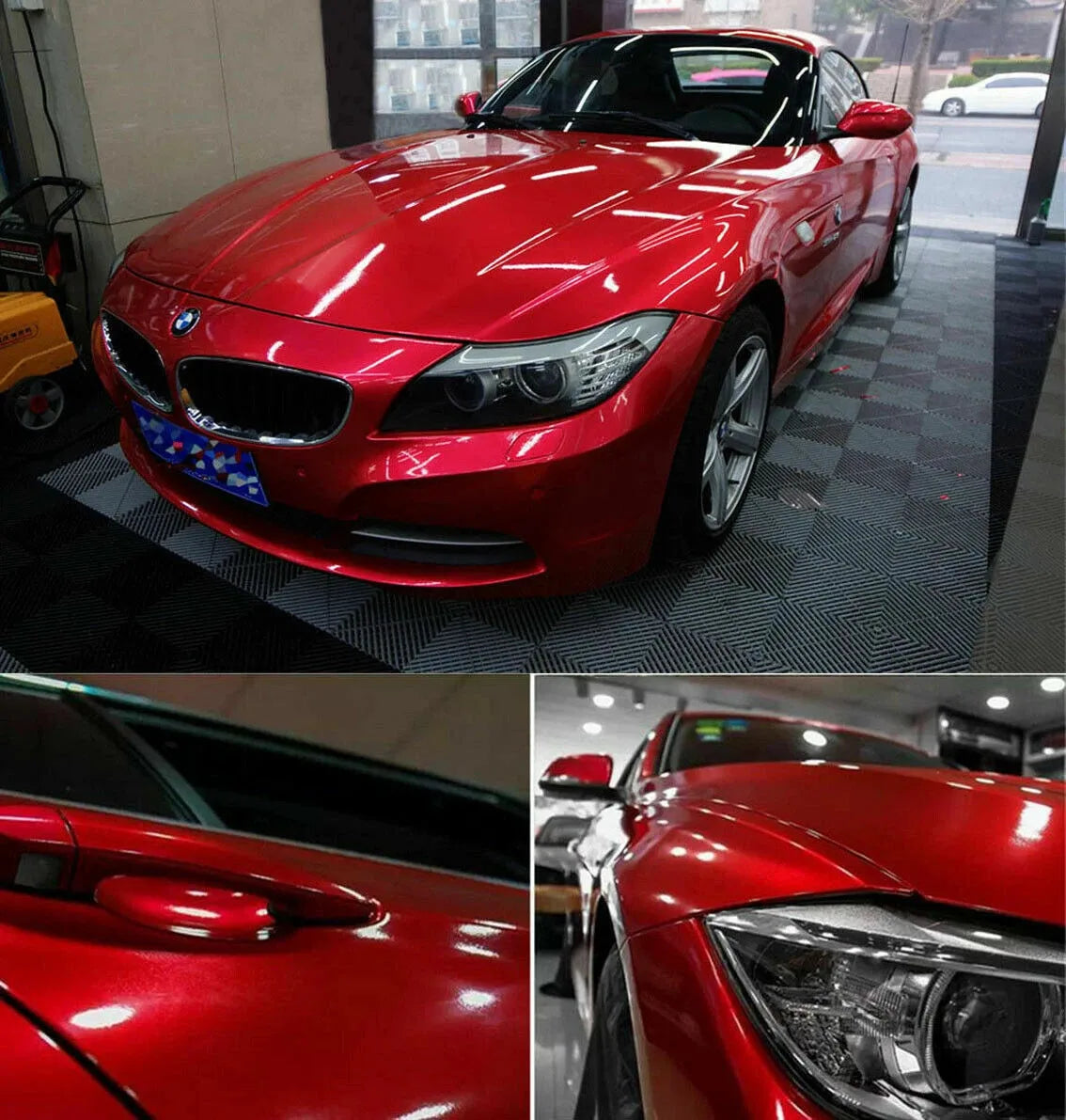 Glossy Candy Vinyl Metallic Wrap Film Red Blue Grey Silver Motorcycle Adhesive Sticker Waterproof For Car Accessories Decals