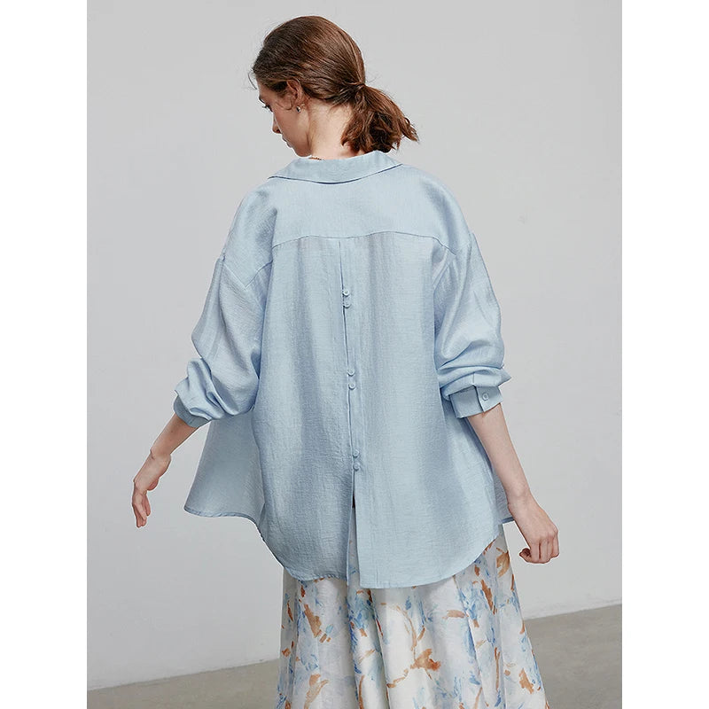 TOYOUTH Women Blouse Shirt 2025 Summer New Lyocell Shirt 8522012