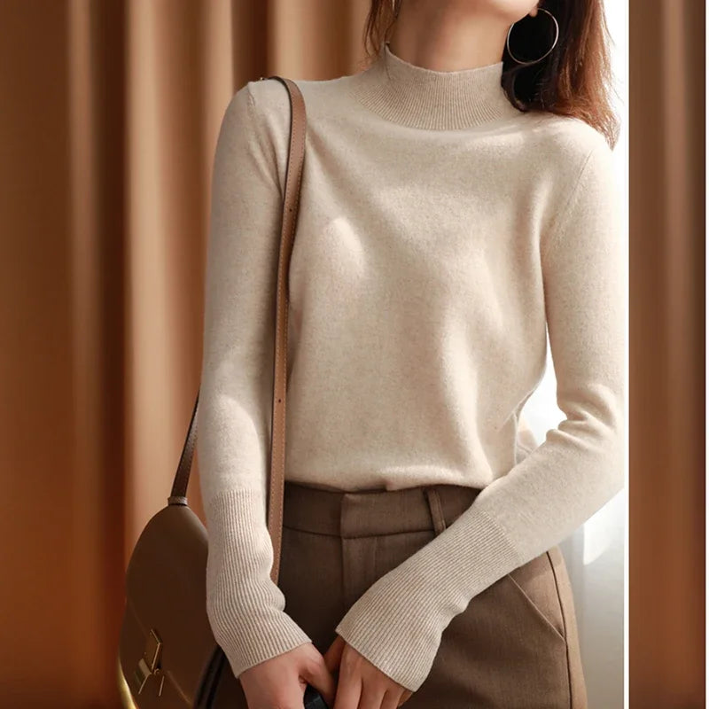 Women's mock neck base sweater, slim knit — view 8 of 20
