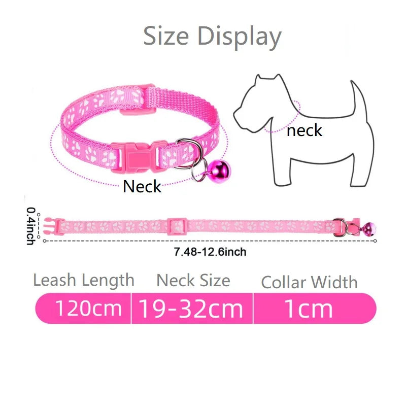 Cat Collar & Leash Set - Cartoon Paw Bell Collar for Kittens – photo 4