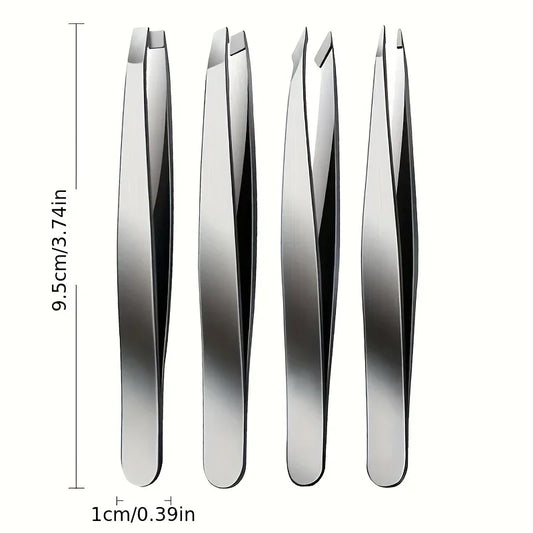 4-Piece Stainless Steel Eyebrow Tweezers Set - Precision Grooming - photo 5