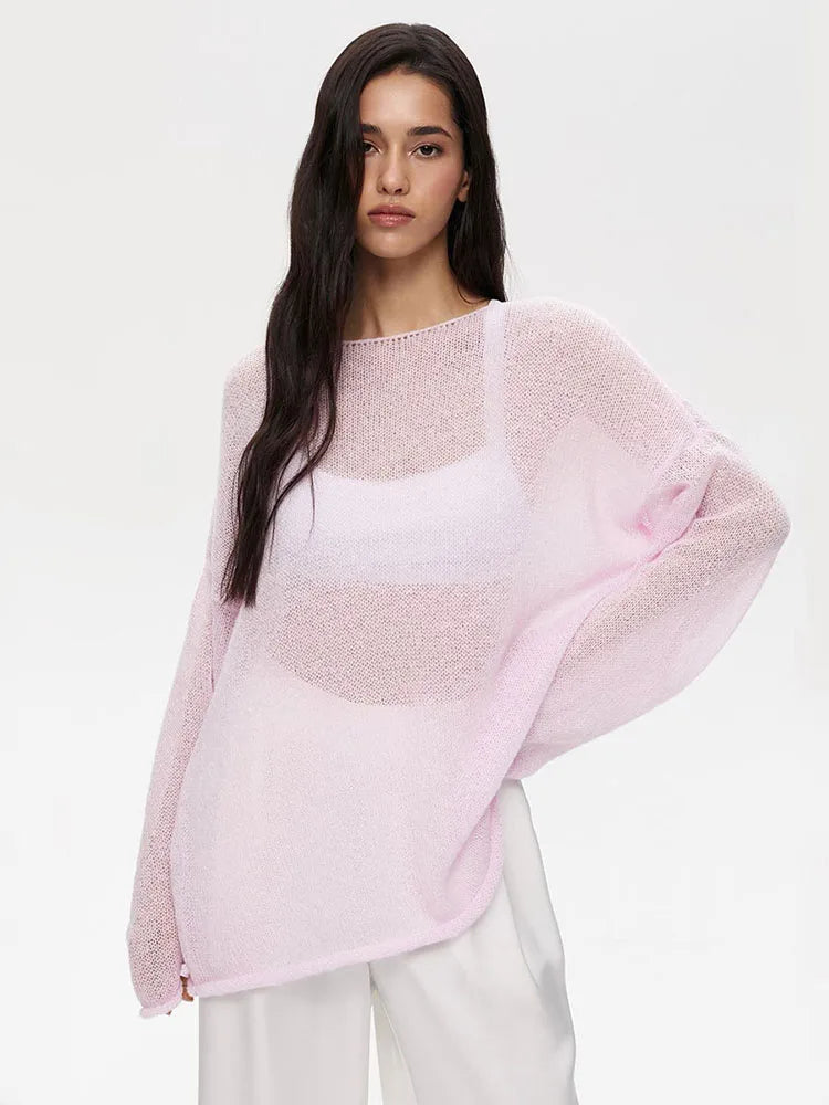 Women's Knitted Sweater Casual Fashion Hollow Jumper Sueter Mujer Summer Autumn Elegant Loose Pullover