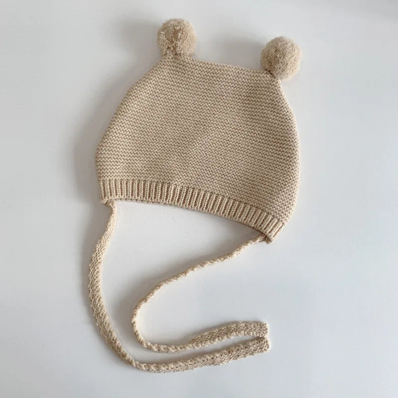 Baby Pom Pom Crochet Bonnet - Ear Covering Winter Pullover Cap - photo 7