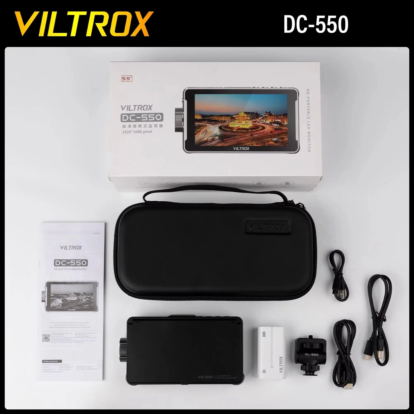 VILTROX DC-550/DC-550PRO Profissional Camera Studio Monitor 5.5 Inch 4K 30Hz HDMI Touch Screen 3D LUT 1920x1080 Director Monitor