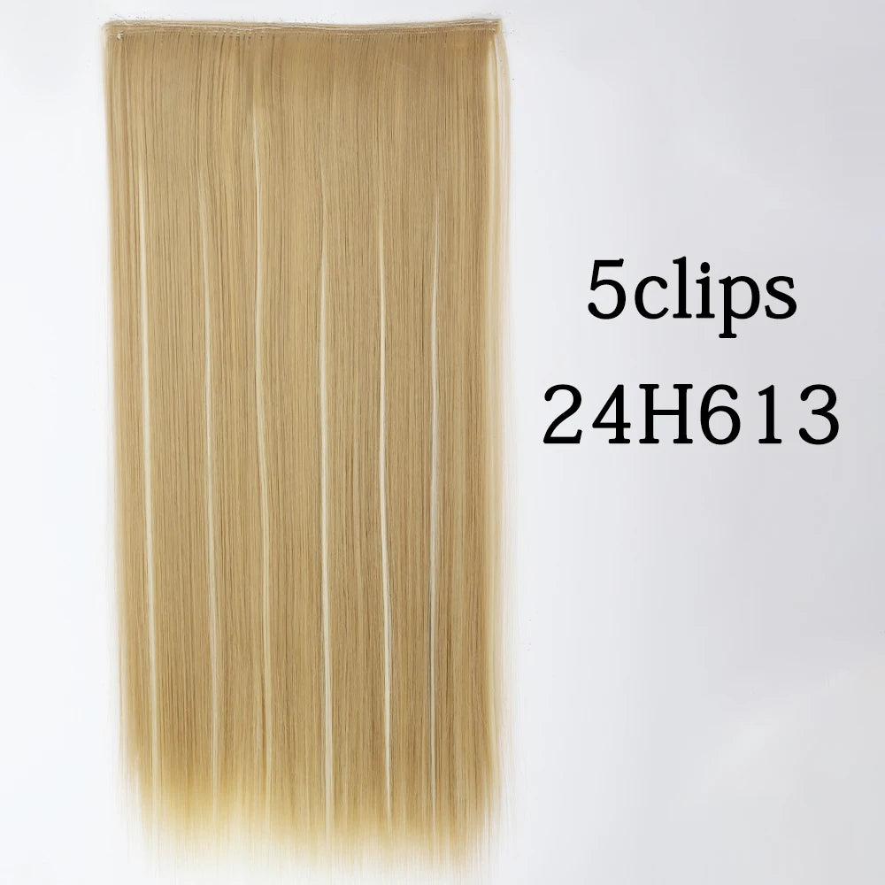 Synthetic 5 Clip In Hair Extensions Long Curly Hairstyle Hairpiece Natural Brown Black 80cm Heat Resistant  Fake Hair For Women
