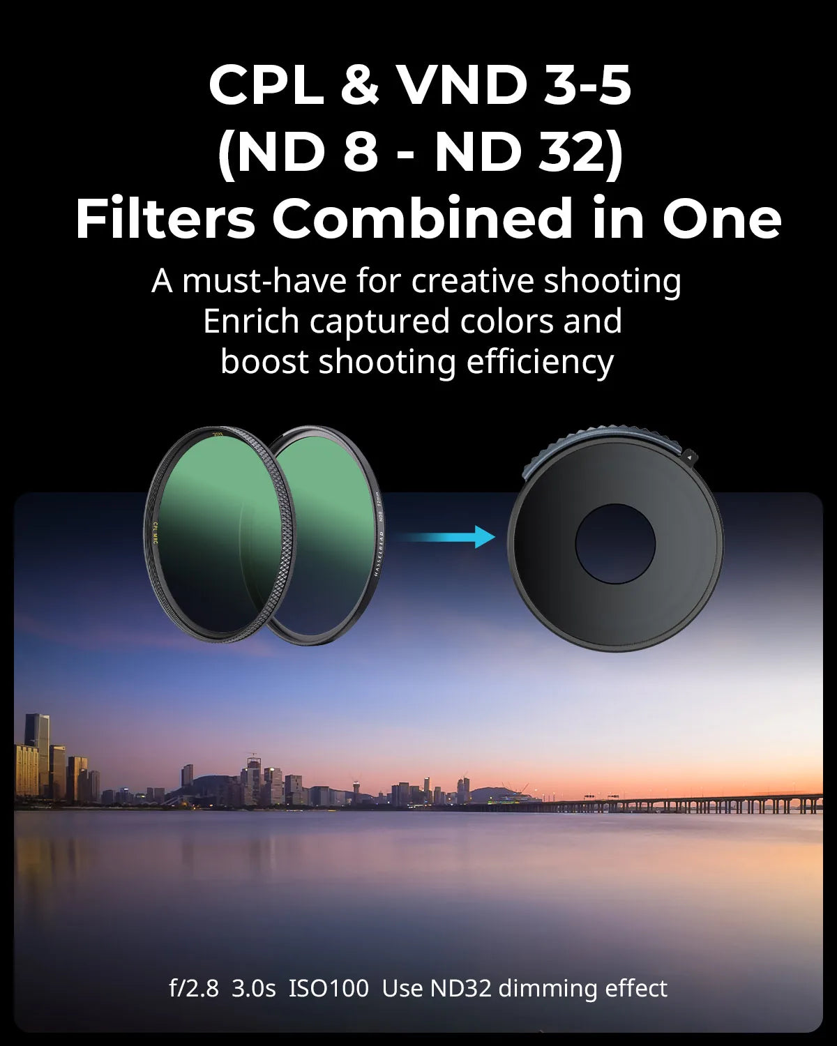 SmallRig CPL & VND 3-5 Filter for DJI Osmo Action 4 Combining ND8 ND16 ND32 CPL Fiter into One, Multicoated HD Optical Glass4941