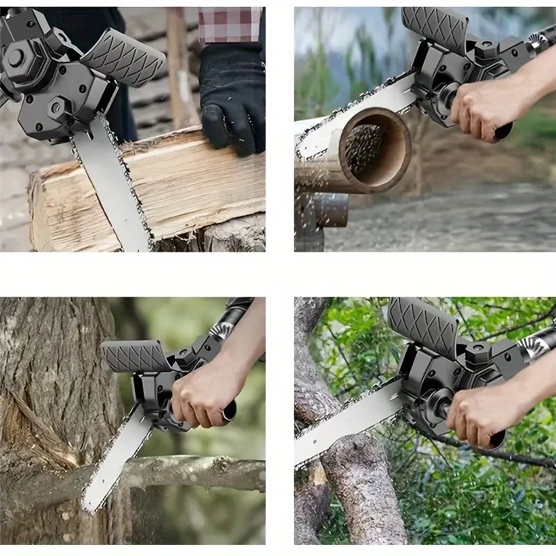 4/6“Mini Chainsaw Drill Conversion Electric Handheld Lawn Garden Saw Woodworking Log Cutting Home Use Portable Power Tool