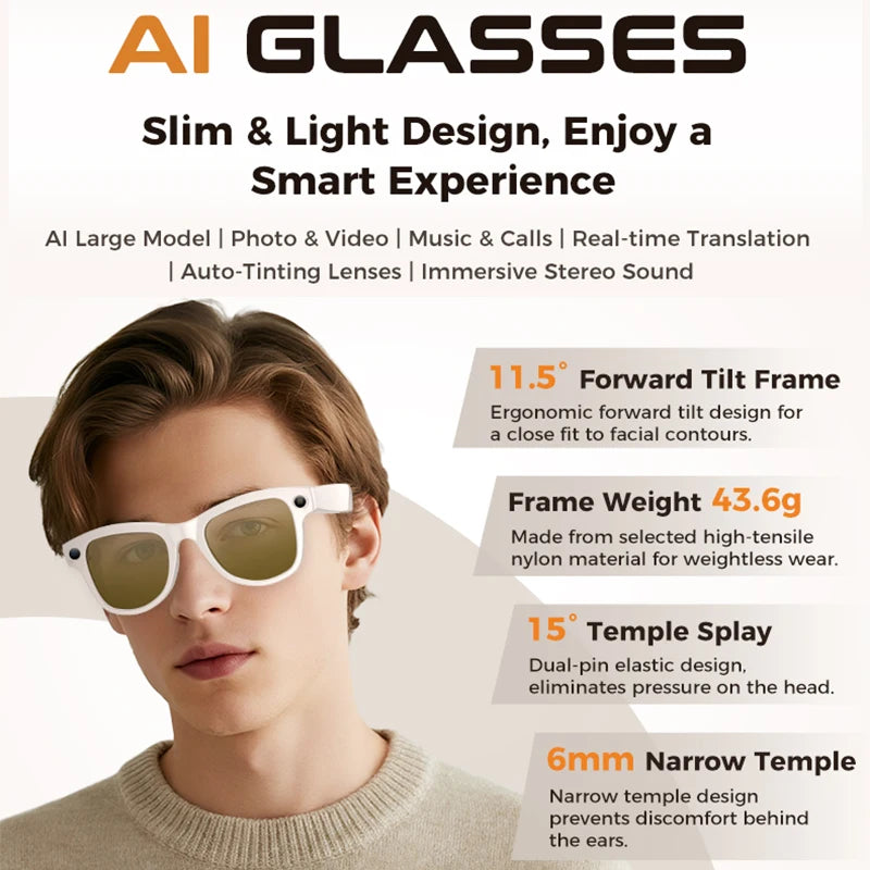 AI Smart Glasses — 4K Camera, 32GB & Language Translation