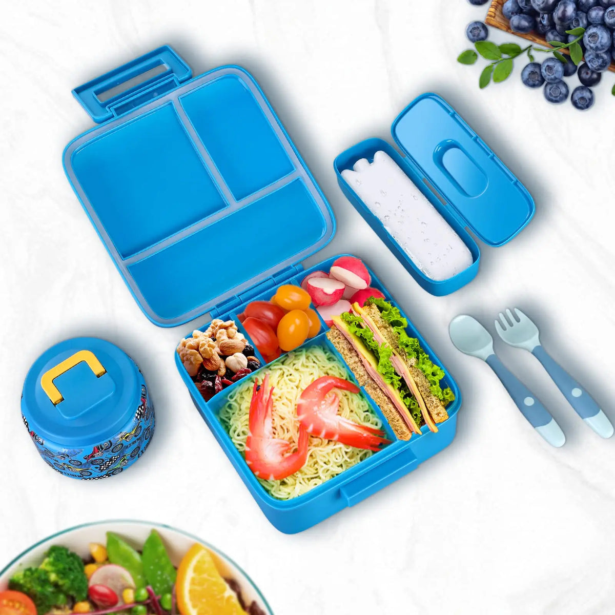 Kids Bento Lunch Kit - Food Jar, Lunch Bag, Ice Pack & Cutlery - photo 6