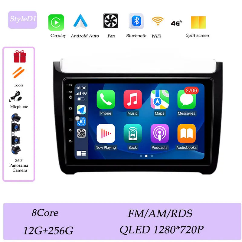 Car Stereo with Apple CarPlay & Android Auto, Compatible with VW Polo 5 (2011-2016)
