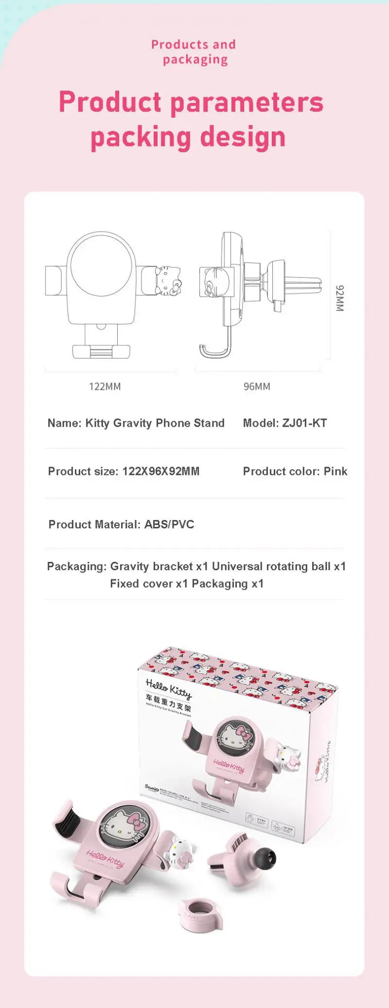Hello Kitty mobile phone car mount  aromatherapy air vent clip car navigation rack suction cup  support car fixed Birthday gift