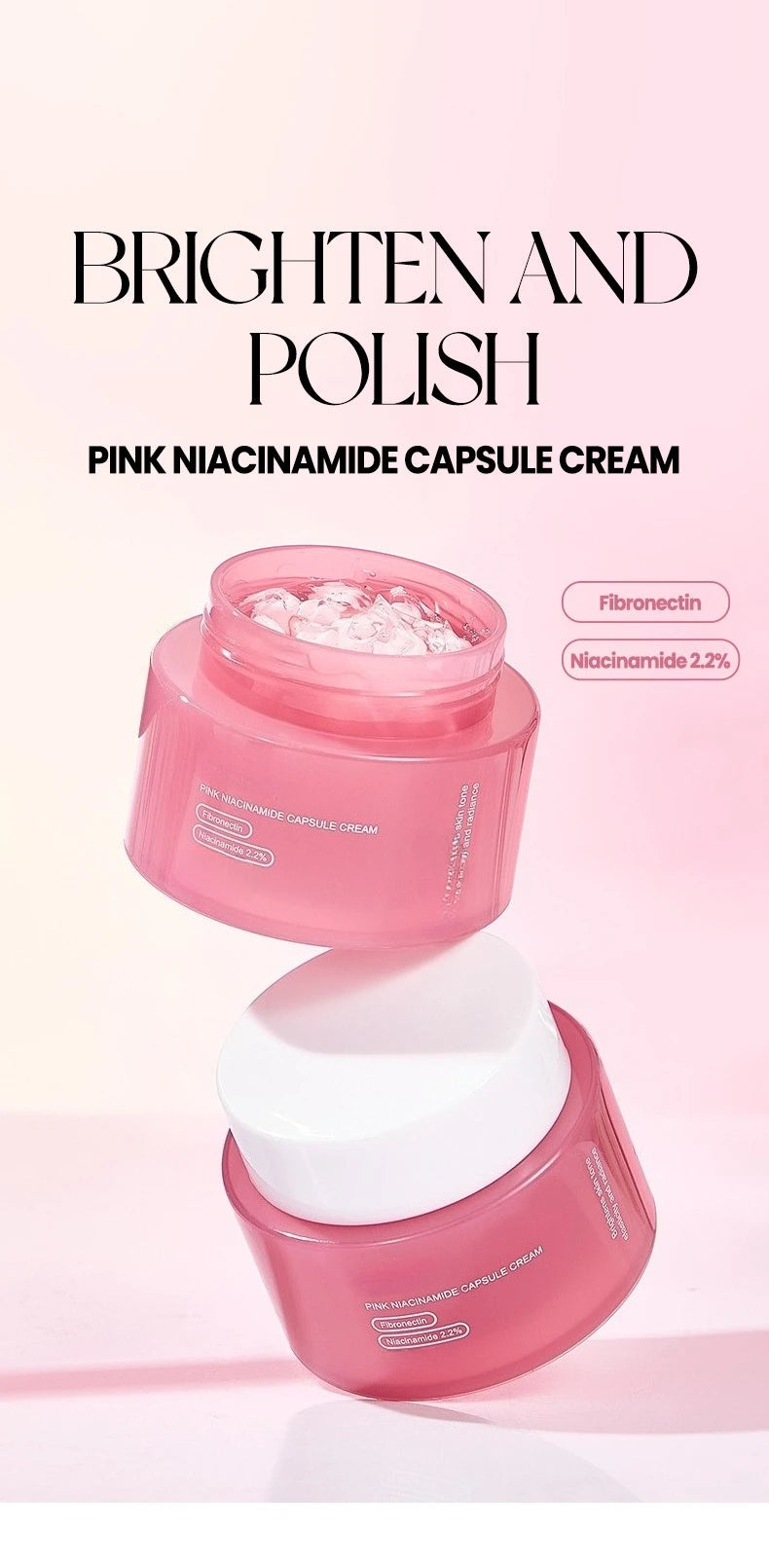 Korean Pink Collagen PDRN Capsule Cream – Niacinamide Face Moisturizer for Even Skin Tone | Lightweight Non-Greasy