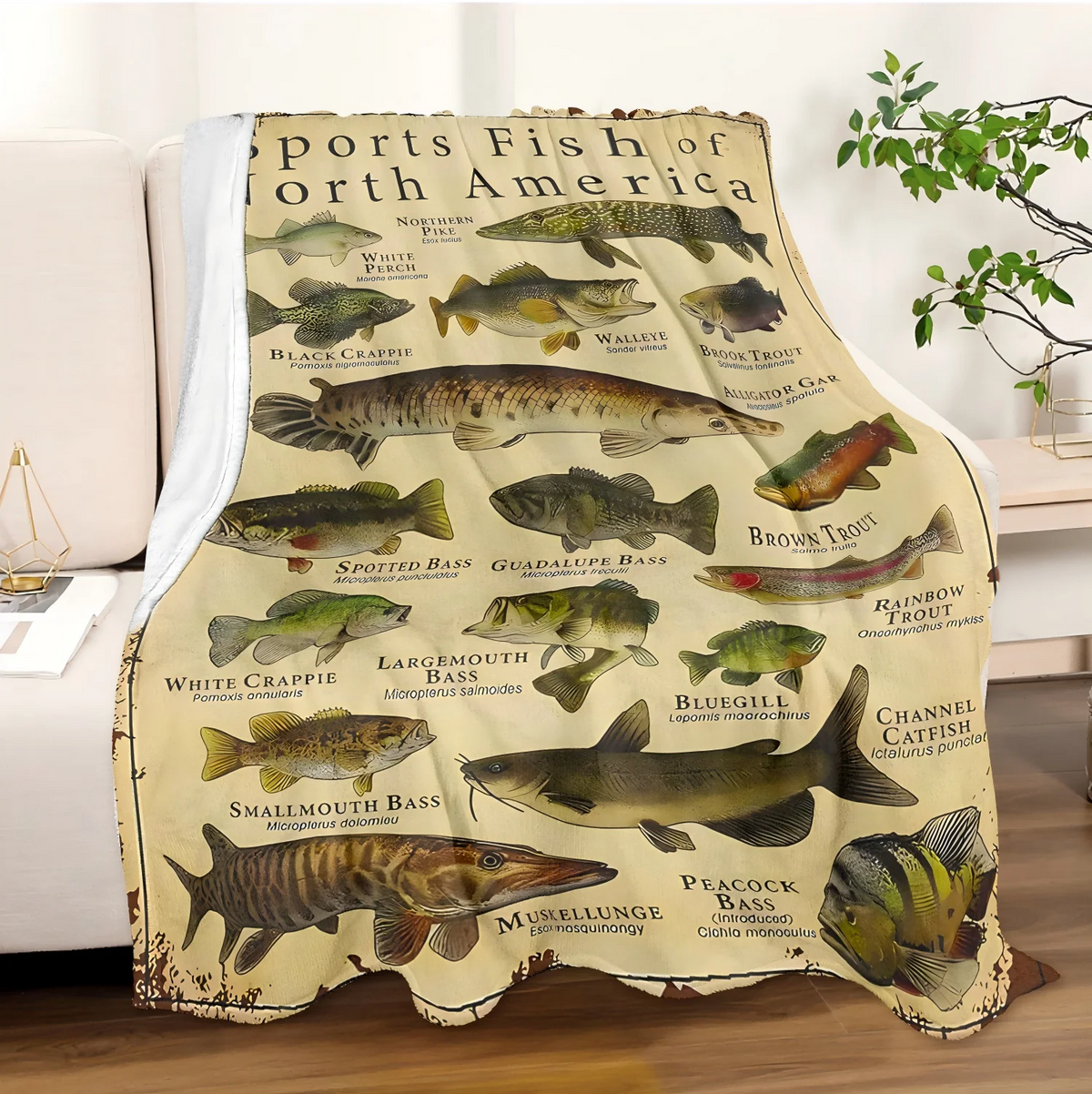 Fish Pattern Flannel Throw Blanket