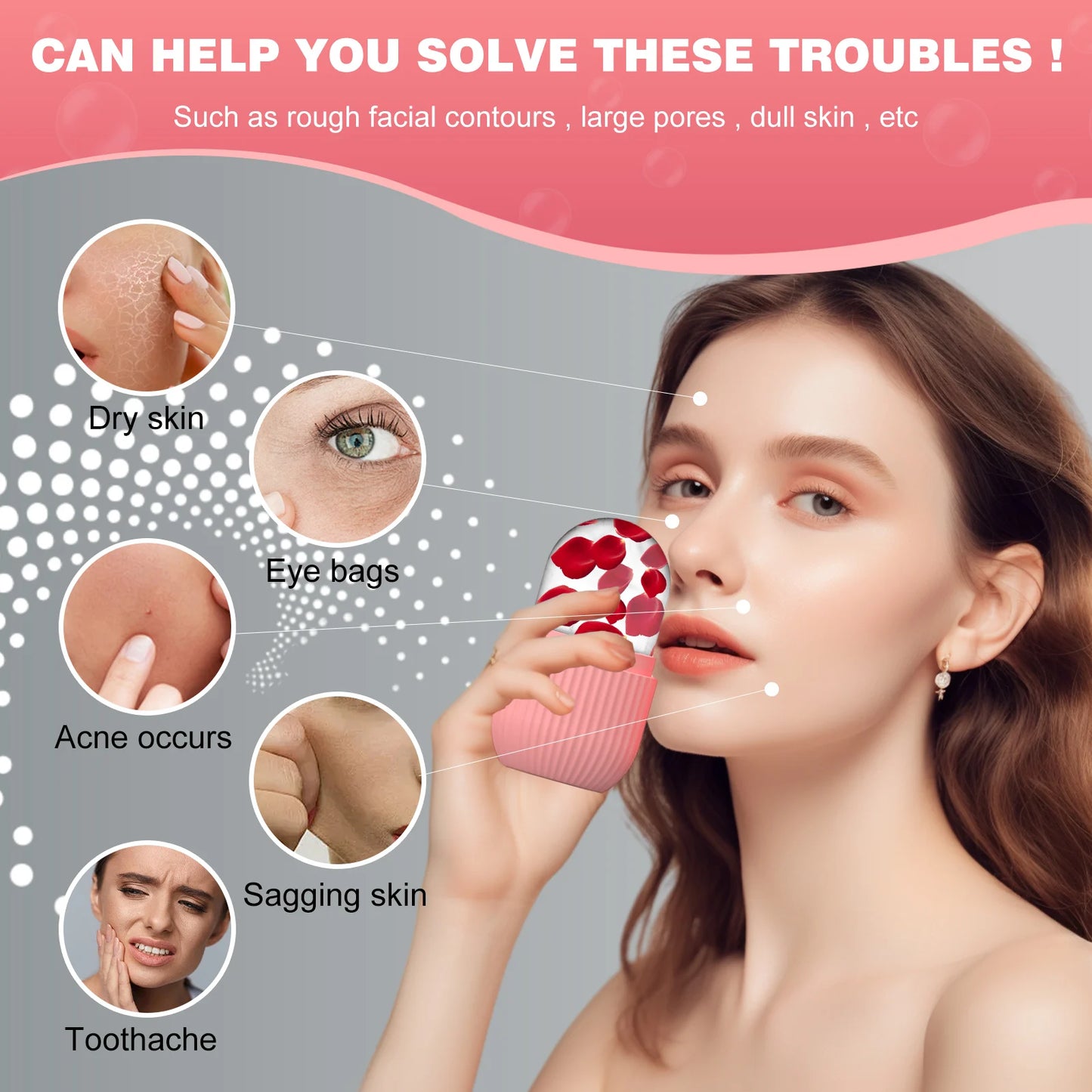 Silicone Face Ice Cube Mold & Roller for Skincare