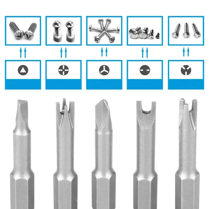 Precision Y U Shaped Triangle Screwdriver Magnetic Bit 1/4in Inner Cross Three Points Screw Driver Security Tip For Power Drill