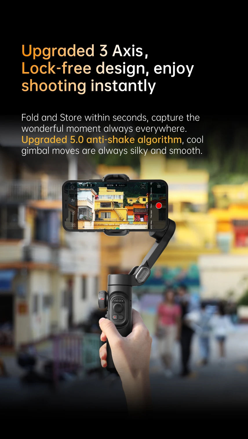 AOCHUAN 3-Axis Handheld Gimbal Stabilizer SmartXE for Smartphone for iPhone Android AI Face Tracking Tk Vlog