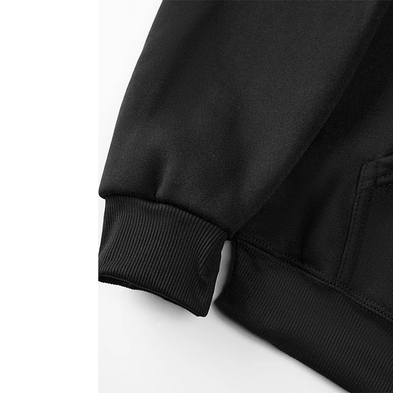 Men's Fleece Lined Hoodie - Black Pullover with White Lettering Print - photo 3