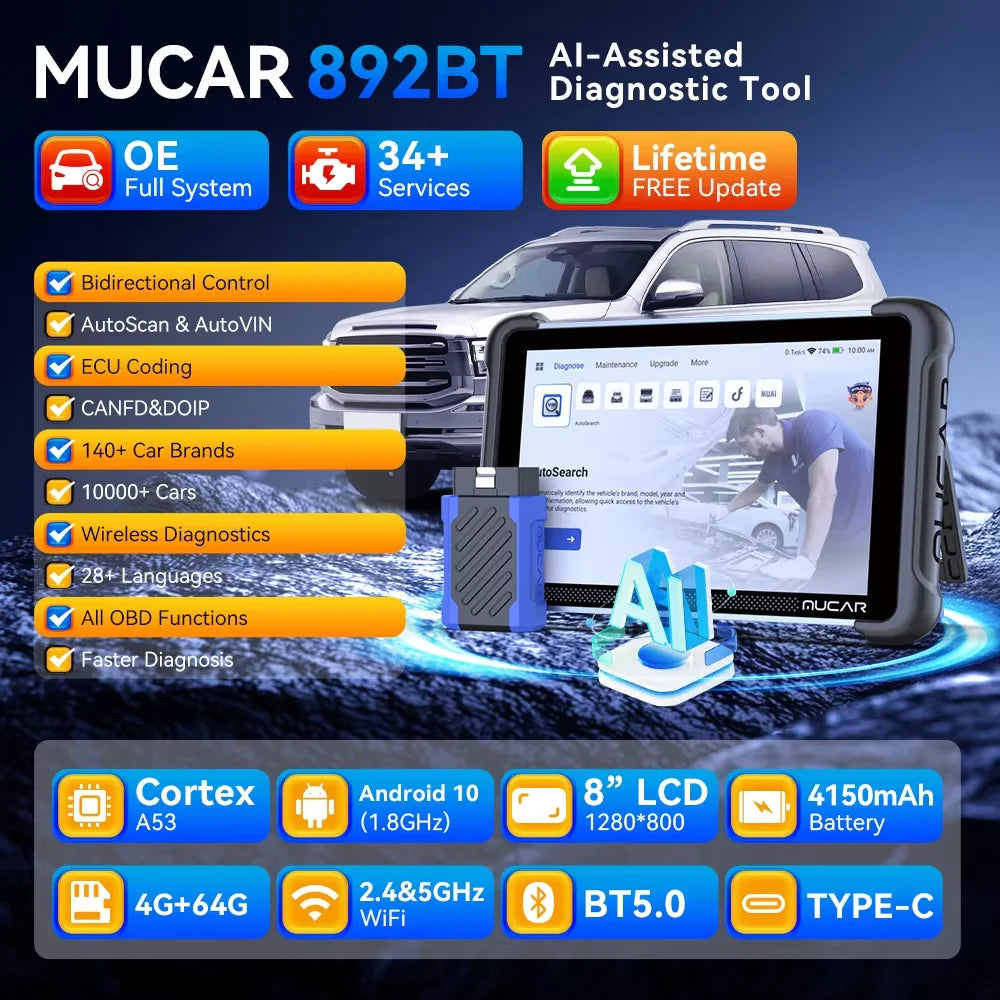 THINKCAR THINKTOOL MINI 2 CANFD Auto Car  Diagnostic Tools Obd2 Scanner Bi-directional Scan Tool 28 Resets Full System Diagnose
