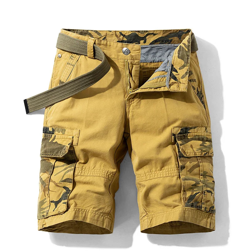 Men's Cargo Camouflage Shorts — Cotton Multi-Pocket Casual Beach Shorts
