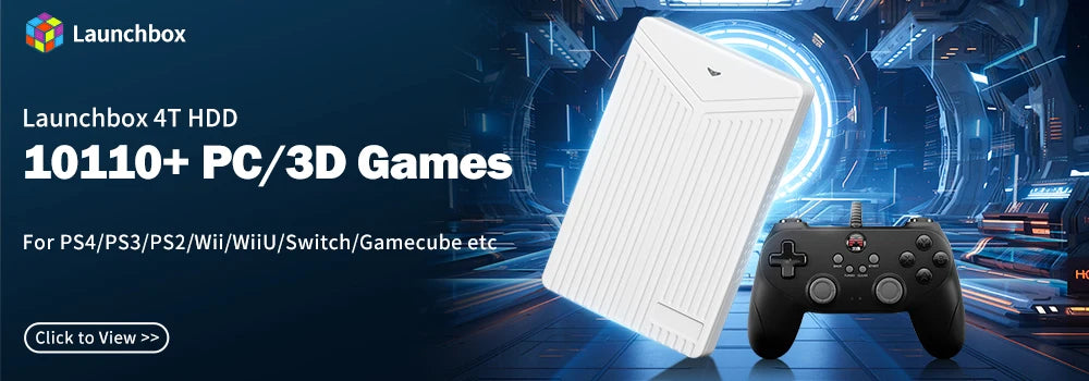 JMachen 500GB Game Hard Drive Launchbox Portable Gaming HDD with 3700+PC/3D Games for PS4/PS3/PS2/Wii/WiiU/Switch Game Console