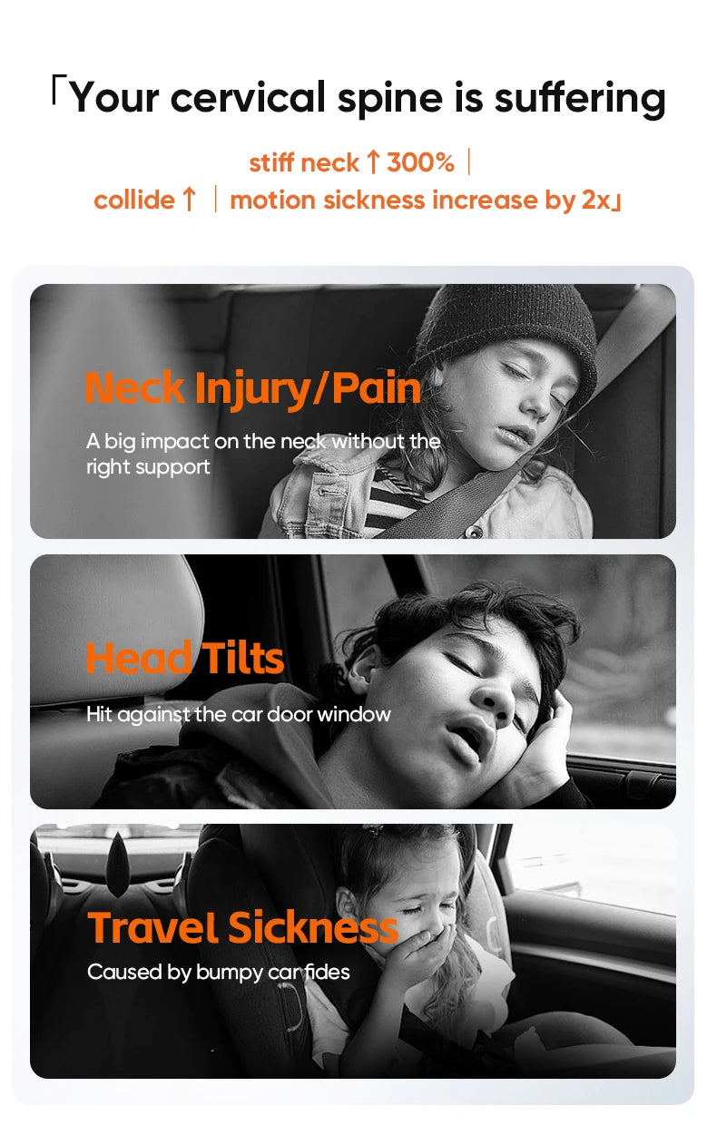 360° Adjustable Memory Foam Car Headrest Pillow Ice-silk Fabric Kids Adult Car Travel Head Neck Support Relieve Fatigue