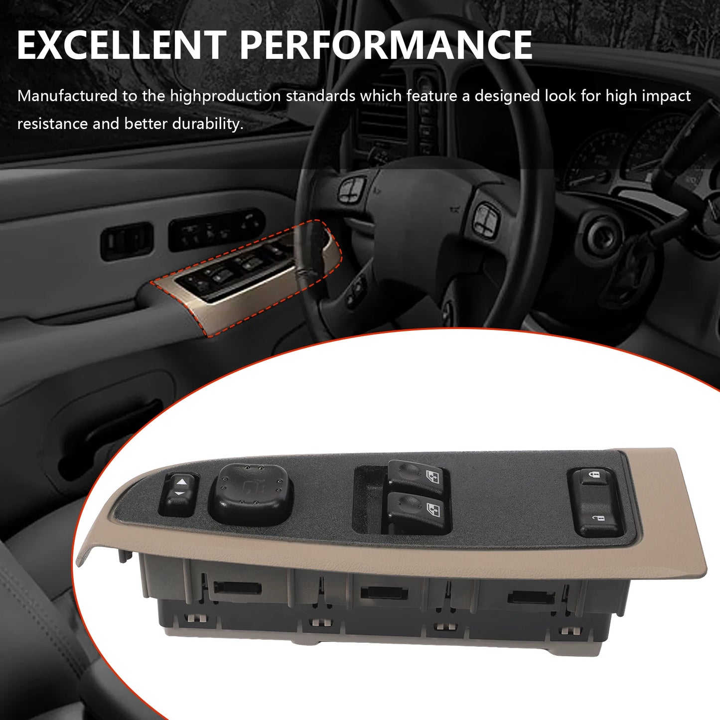 Master Power Window Switch with Bezel — Chevrolet Silverado, Avalanche, Suburban & Cadillac Escalade (2003–2006)