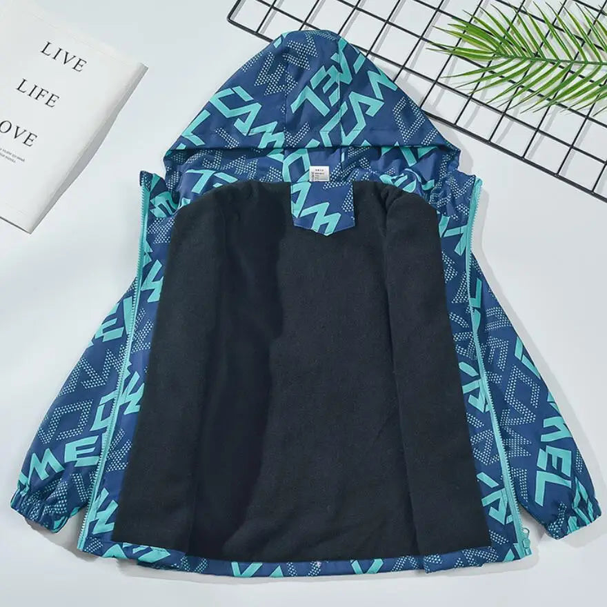 Boys Hooded Windbreaker Jacket - Thick Winter Outdoor Coat - photo 2