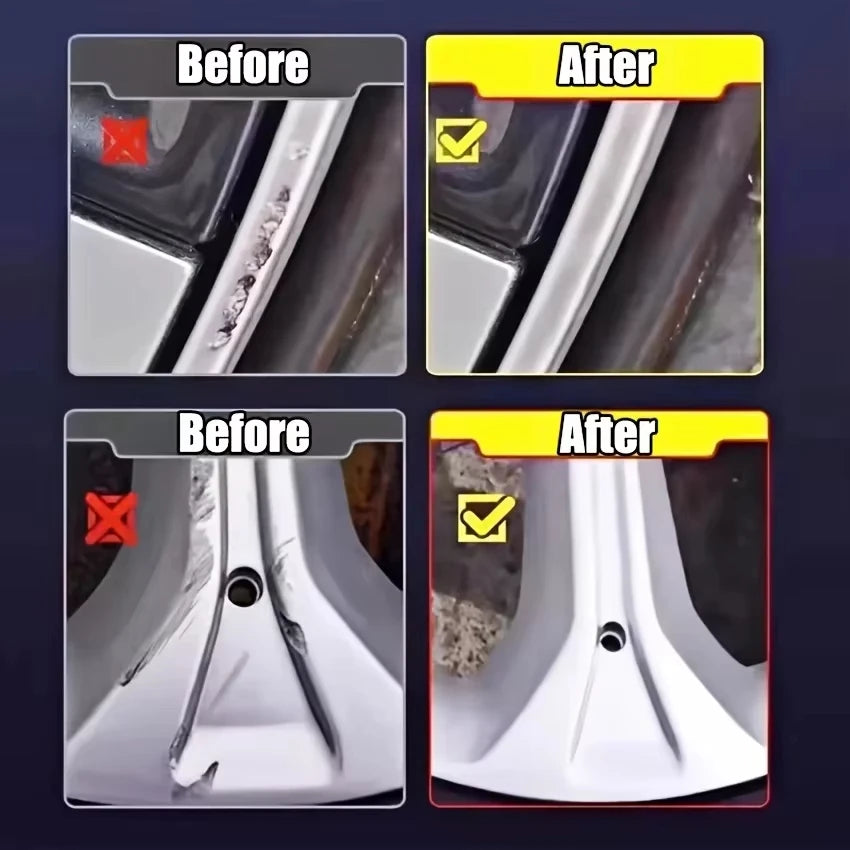 Car Wheel Rim Scratch Refurbishment Paste, Tire Rim Scratch Paint Repair Paste - Black And White Silver Aluminum Alloy Rim/988v*