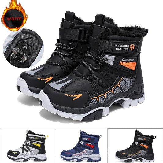 Kids High-Top Snow Boots - Plush Lined Anti-Slip Hiking Boots