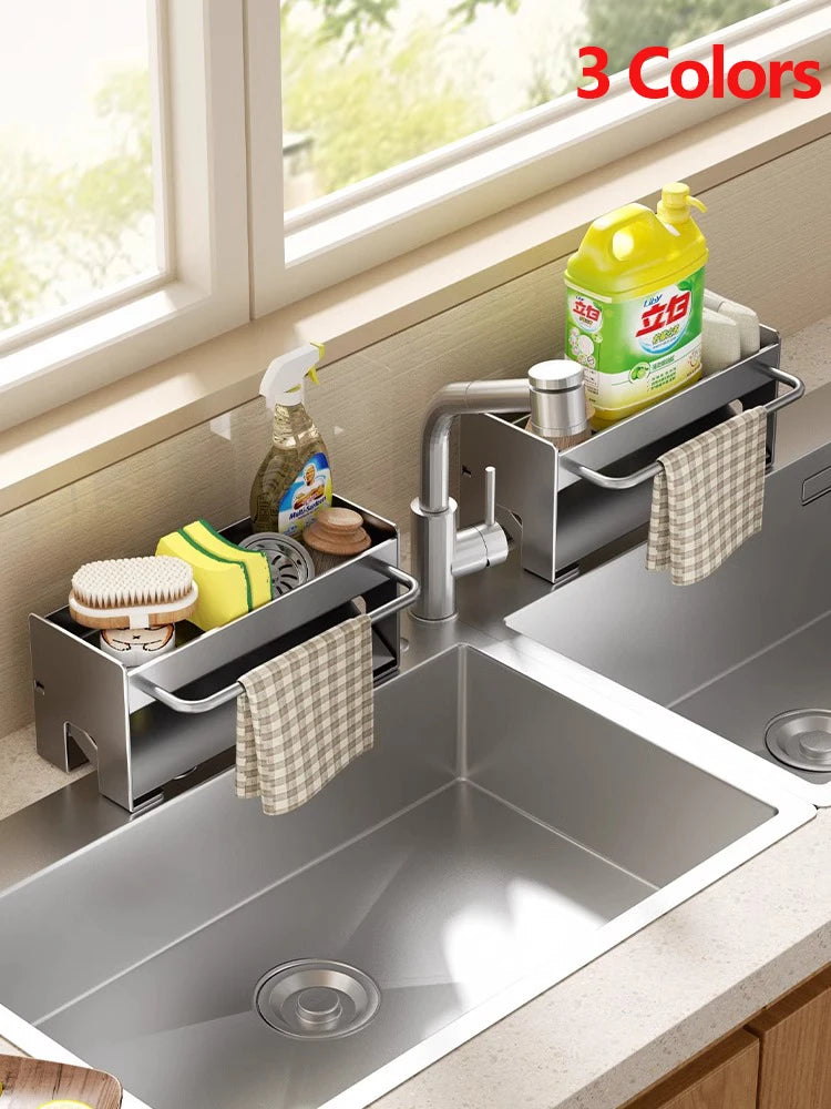 Kitchen Sink Caddy with Drain Tray - Sponge and Dish Brush Holder