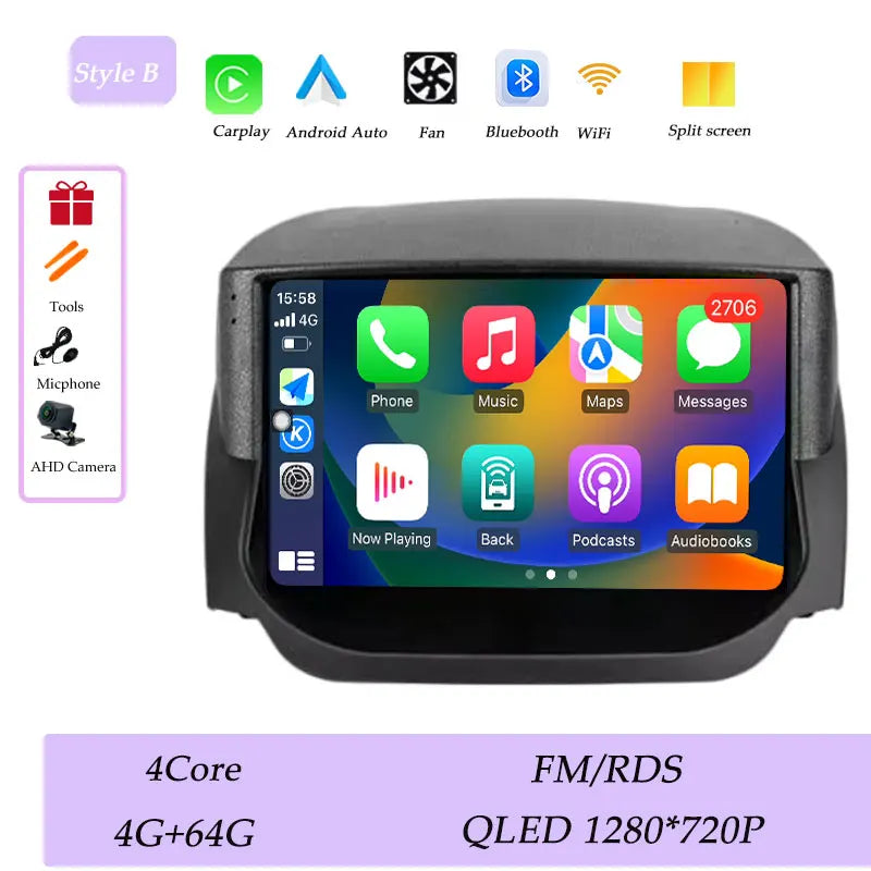 Android Car Stereo for Ford EcoSport (2014–2018) — Wireless CarPlay, GPS, WiFi, Bluetooth, Split Screen