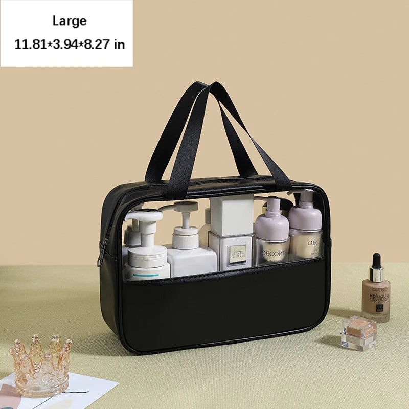 Portable Toiletry Bags with Handle, Translucent Waterproof travel Make up Bags for Women, Large Capacity Travel Cosmetic Bags