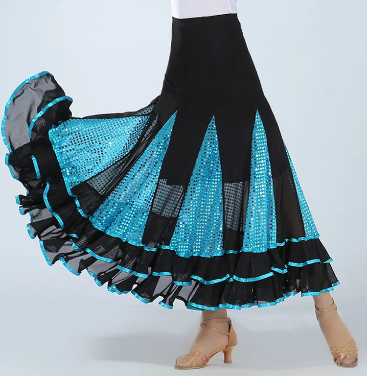 Women's sequin big swing long ballroom dress