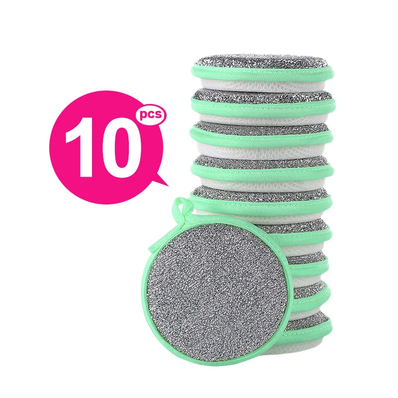 Kitchen Double-Sided Dishwashing Sponge Reusable Brushing Pots Wipes Pans Cleaning Cloth Home Grease Removal Dishwashing Cloth