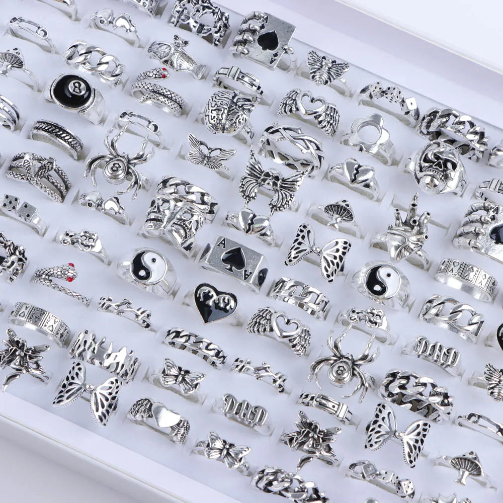 Punk Stackable Ring Set – Mixed-Style Midi Knuckle Rings