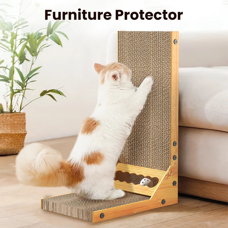 L-Shaped Cat Scratcher Board - Corrugated Claw Grinding Mat – photo 3