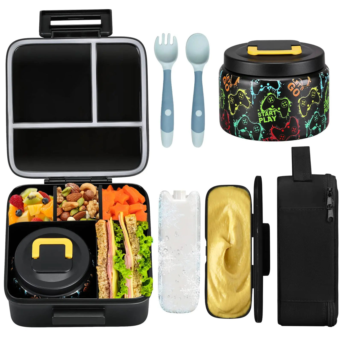 Kids Bento Lunch Kit - Food Jar, Lunch Bag, Ice Pack & Cutlery - photo 9