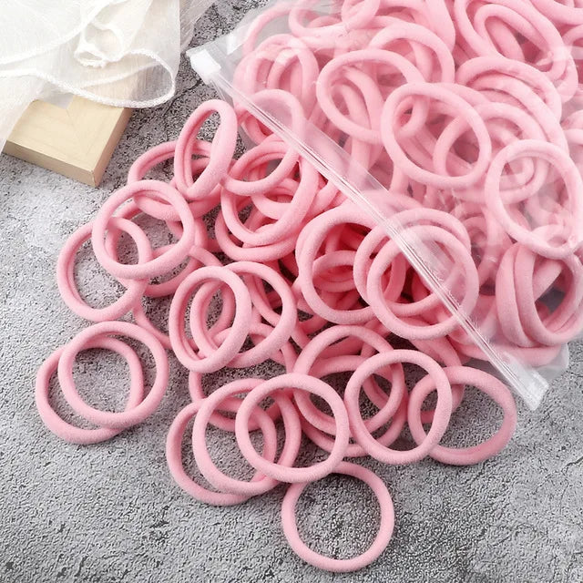 50pcs Black Elastic Hair Band Leagues Ties Colets Scrunchies Springs Gum Accessory For Girl Women No Damage Pigtails Holder Set