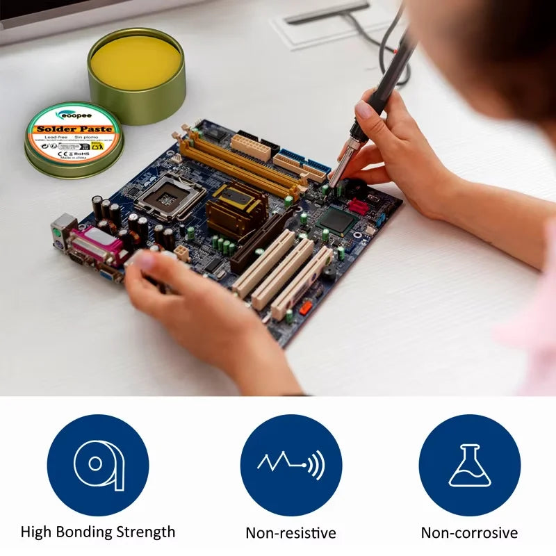 Upgraded Solder Paste Rosin Flux Precision 50g No Clean Soldering Flux for Electronics Circuit Boards Lead-free Rosin Paste