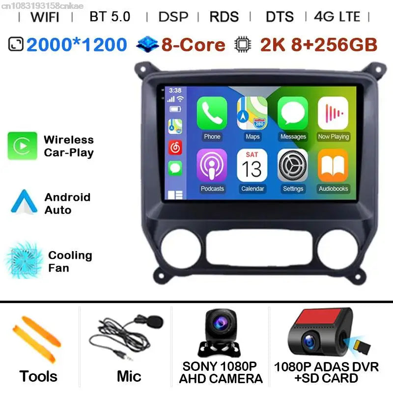 Car Radio Android 15 For Chevrolet Colorado 2014 - 2018 For Silverado GMC Sierra VIA Vtrux Truck 2014 - 2018 Carplay Stereo Auto