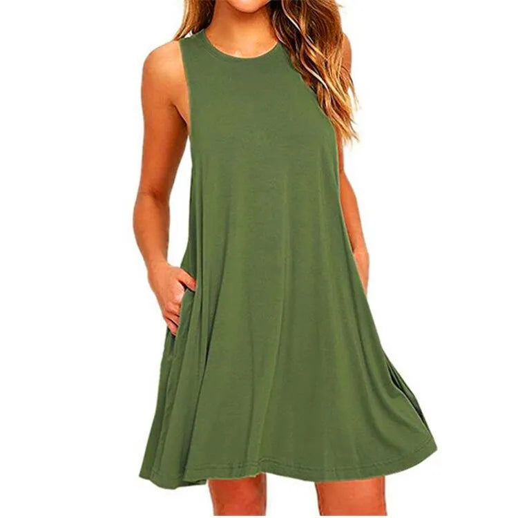 Women's Swing T-Shirt Dress — Loose Beach Cover-Up with Pockets (Plus Size)