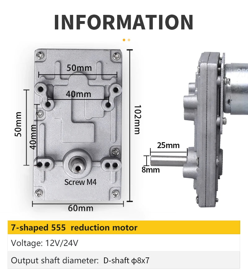 Kerseo Gear Motor DC12V 24V Reducer 20-275RPM High Torque Electric-Motor Metal Gear Reverse Self Lock For Automation Equipment
