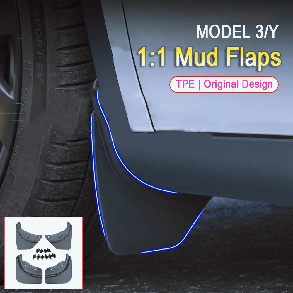 4Pcs/set Mud Flaps Splash Guards For Tesla Model 3 2026-2026 2026 2026+ Front Rear Wheel Mudguard Guard Fender