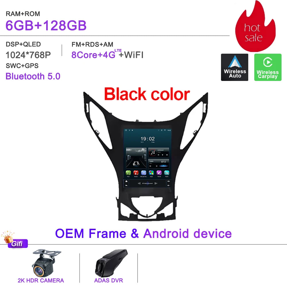 9.7" Car Stereo with Apple CarPlay & Android Auto, Compatible with Hyundai Azera (2011-2012)
