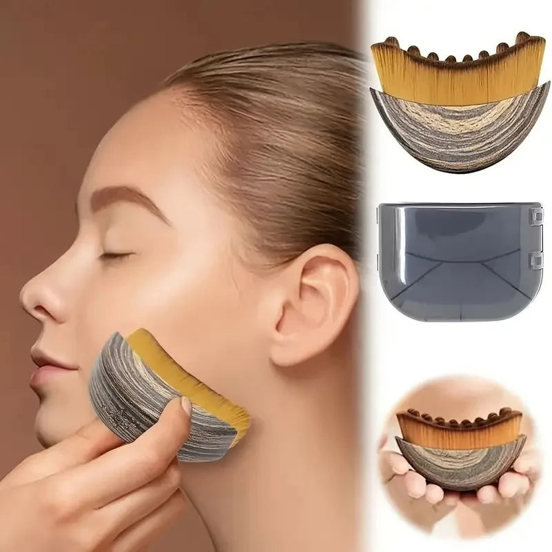 Portable Dry Facial Brush Soft Bristles Contoured Lymphatic Massage Tool Face Sculpting Device Home Spa Gentle Exfoliation Brush