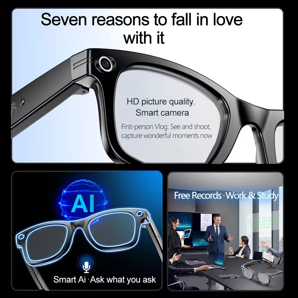 Smart Camera Glasses — Colour-Changing, 800W Photo & Video