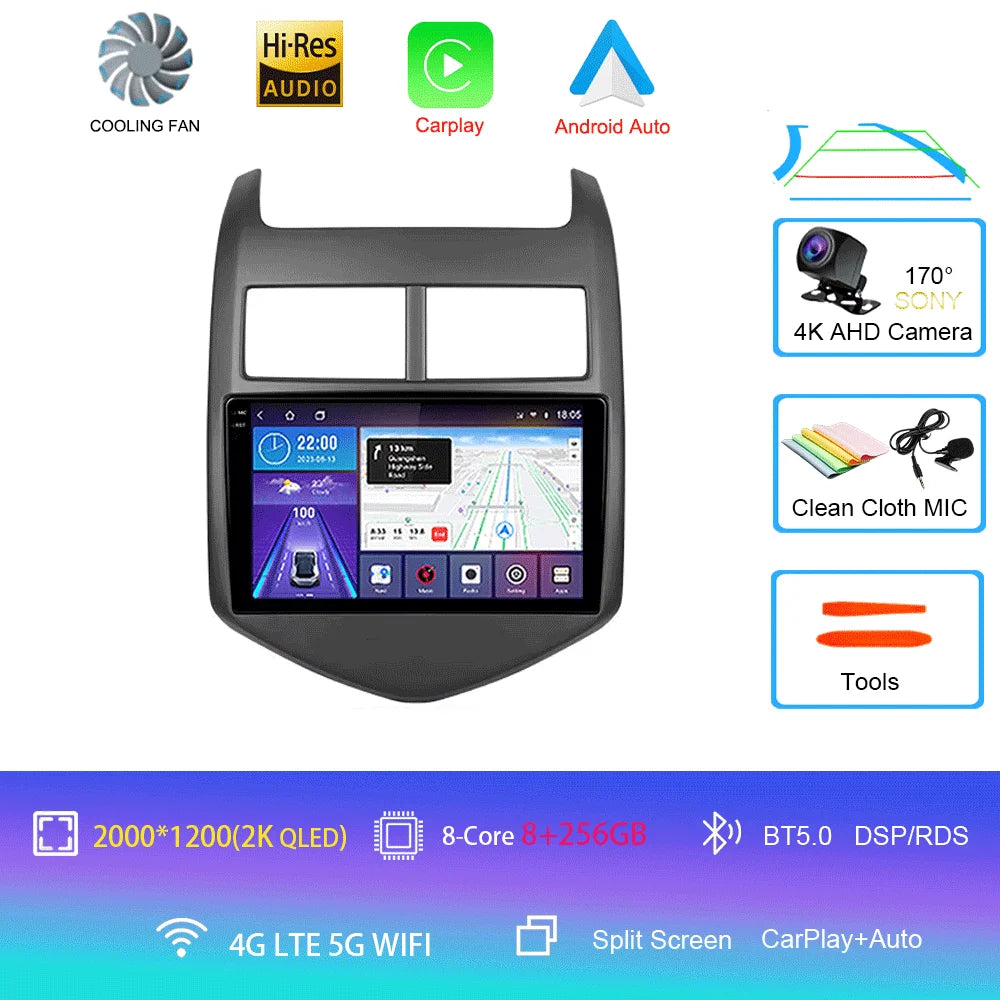 Android 16 Car Radio CarPlay Auto Multimedia Player For Chevrolet Aveo 2 Sonic T300 2011-2015 Navigation GPS 2din Stereo Audio