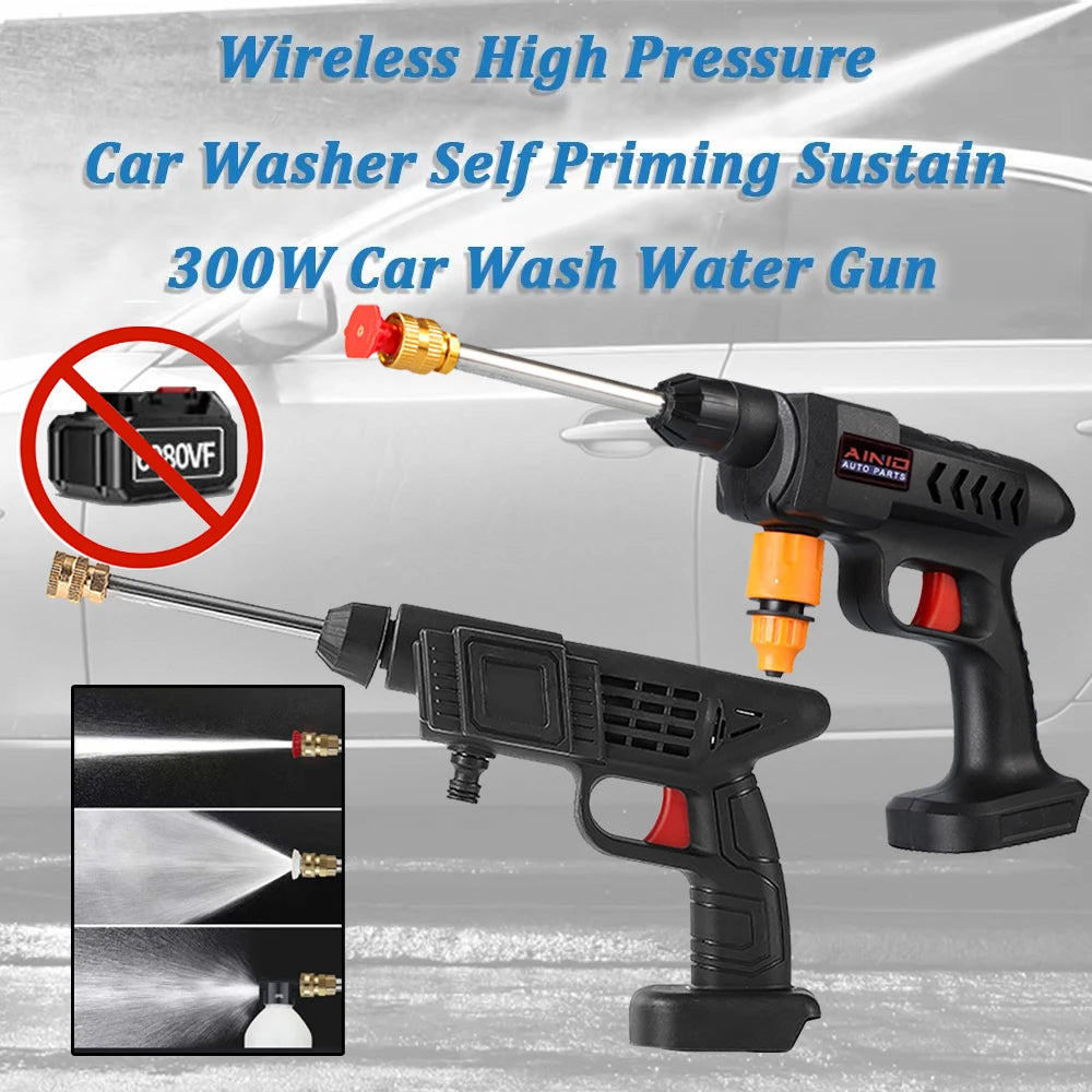 Wireless High-Pressure Car Wash Gun — 300W Self-Priming Washer